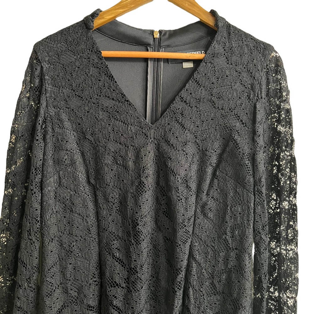 Karl Lagerfield Black Lace Long Sleeve Dress - Picture 4 of 7